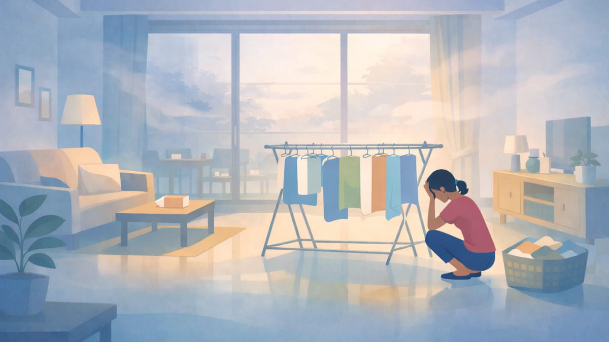 部屋干しが1日経っても乾かない原因
