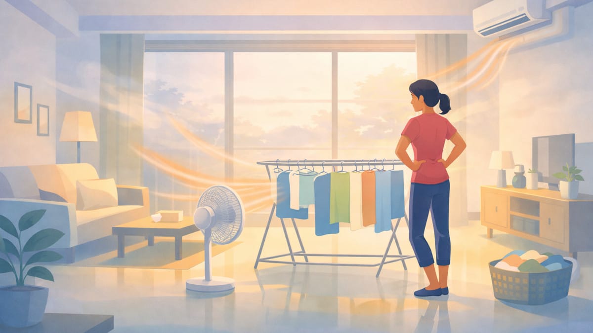 部屋干しが1日経っても乾かない時の対策