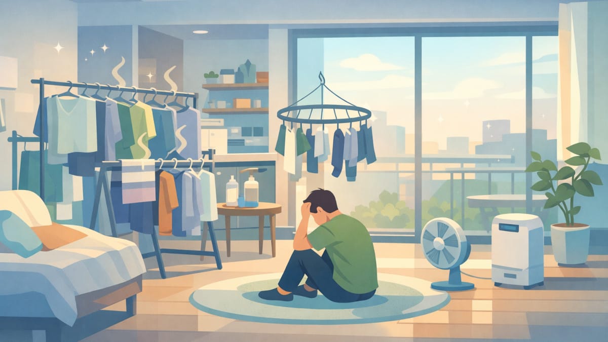 一人暮らしの部屋干しが乾かない原因は何？